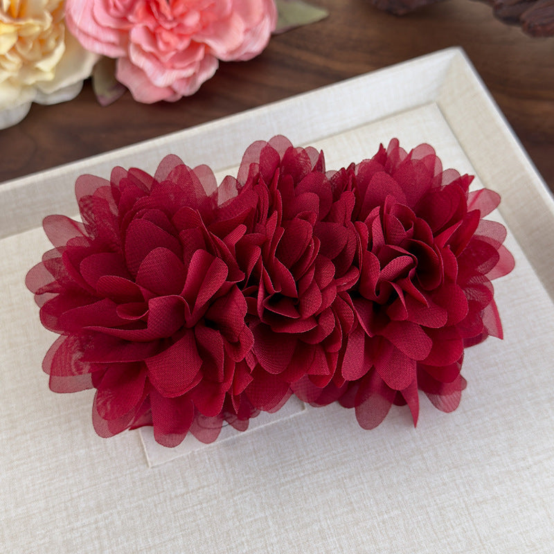 E廠-易夢玲同款花朵香蕉夾高級感氣質女盤髮馬尾抓夾一字夾扭扭夾髮夾「26965」25.05-4