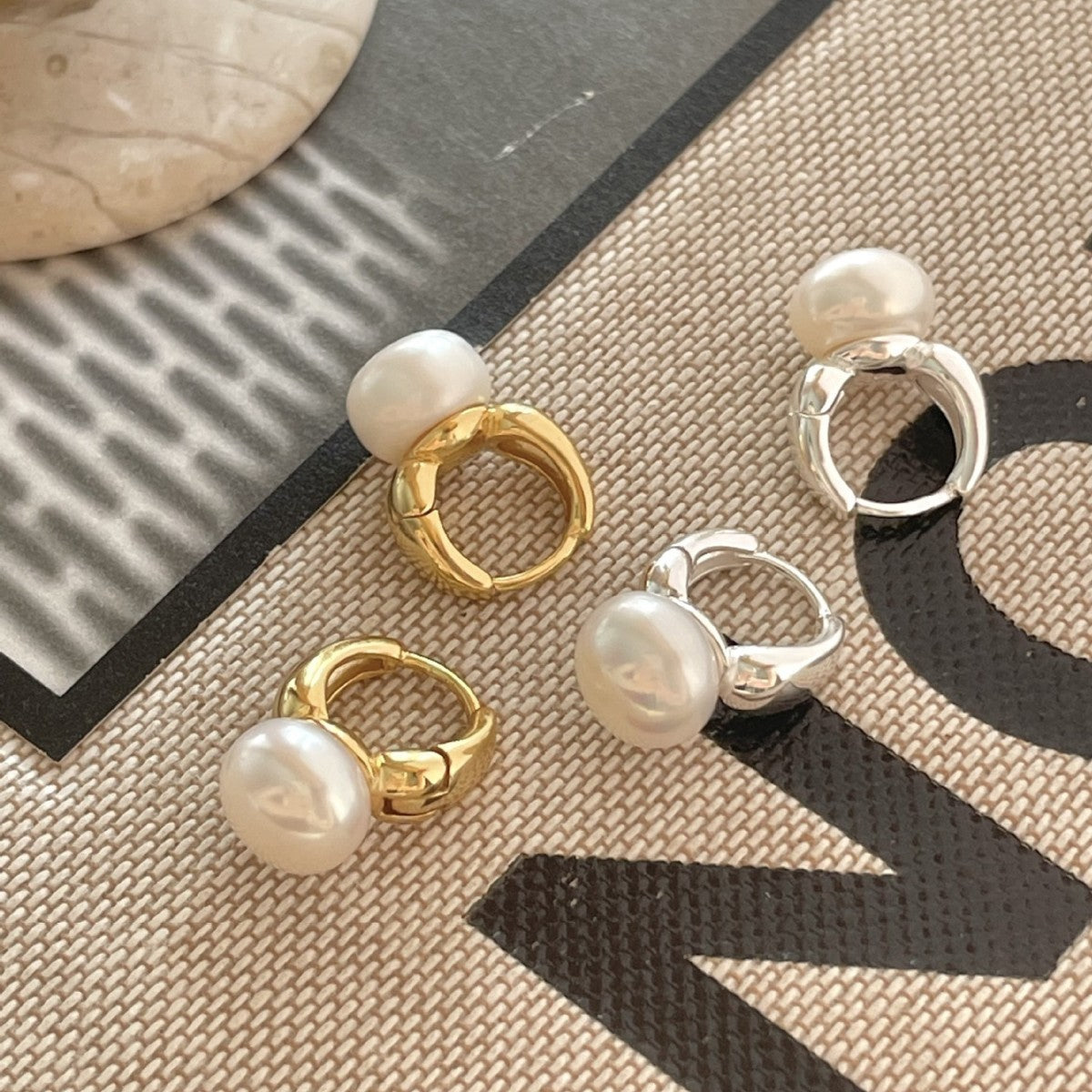 F廠-韓國韓版925純銀珍珠耳扣耳釘簡約氣質百搭ins風耳飾「C1366」25.07-4