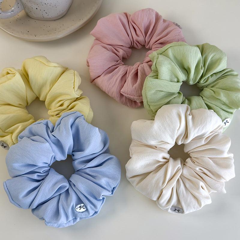 E廠-多巴胺馬卡龍色枕頭充棉大腸髮圈韓系蝴蝶結小標頭繩丸子頭髮飾女「26752」25.04-1