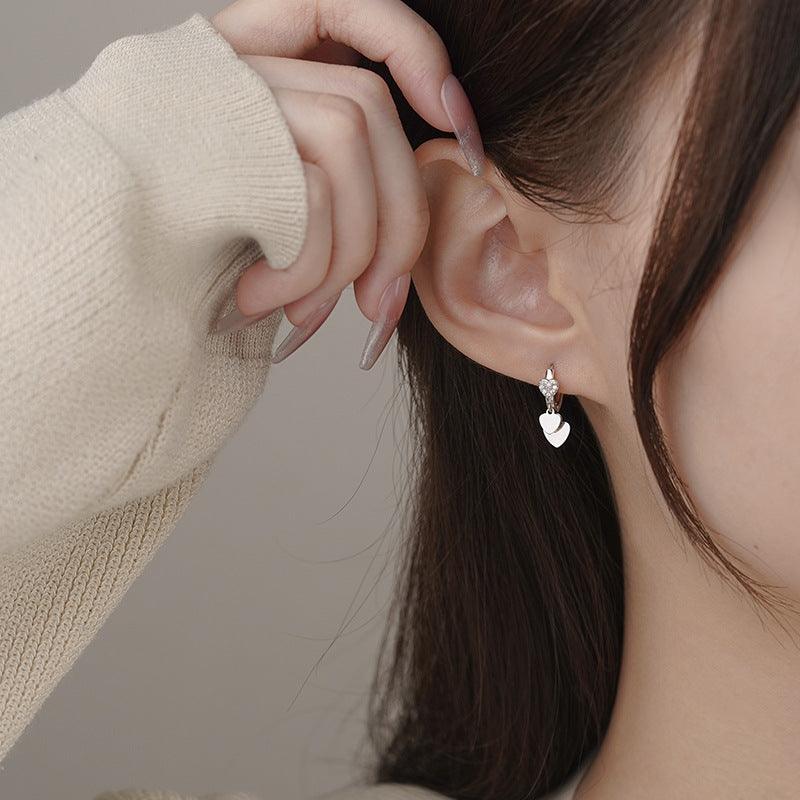 D廠-S925純銀氣質愛心扣女甜美溫柔可愛百搭超閃小眾耳環批發「YC6260E_1」25.03-4