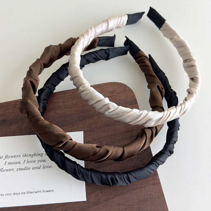 E廠-繞布藝緞面髮箍女2025新款高級感頭窟外出壓髮氣質髮卡髮飾頭飾「27106」25.06-4