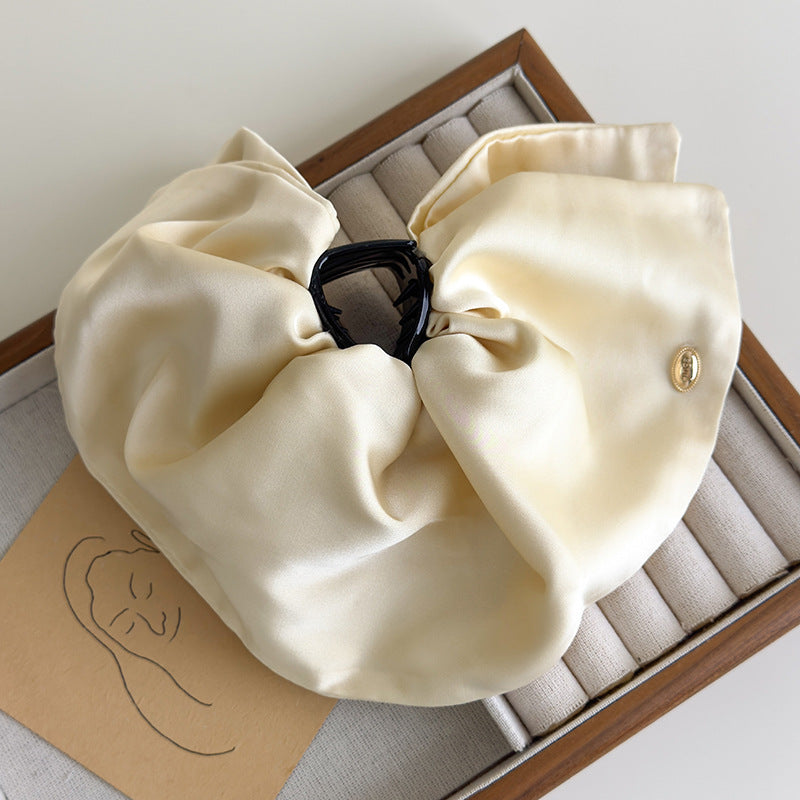 E廠-韓版重工裙擺抓夾後腦勺半扎髮鯊魚夾高級氣質顯髮量緞面髮夾髮卡「27069」25.06-2