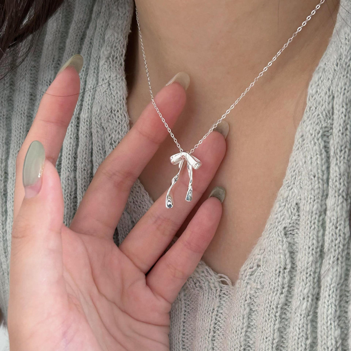 F廠-韓國韓版925純銀蝴蝶結項鍊簡約冷淡風INS小紅書項鍊「B1312」24.08-2