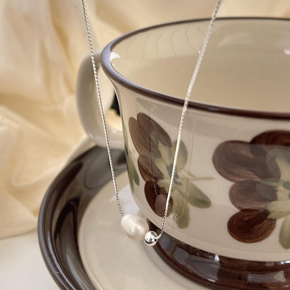 F廠-韓國韓版925純銀珍珠銀珠項鍊簡約時尚百搭ins網紅項鍊「B1138」25.09-2