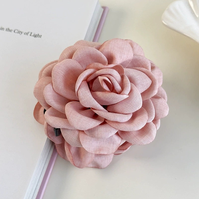 E廠-2025年新款紅色花朵抓夾頭飾乾枯玫瑰花髮夾頭花髮飾大號紅花女「24871」25.06-3