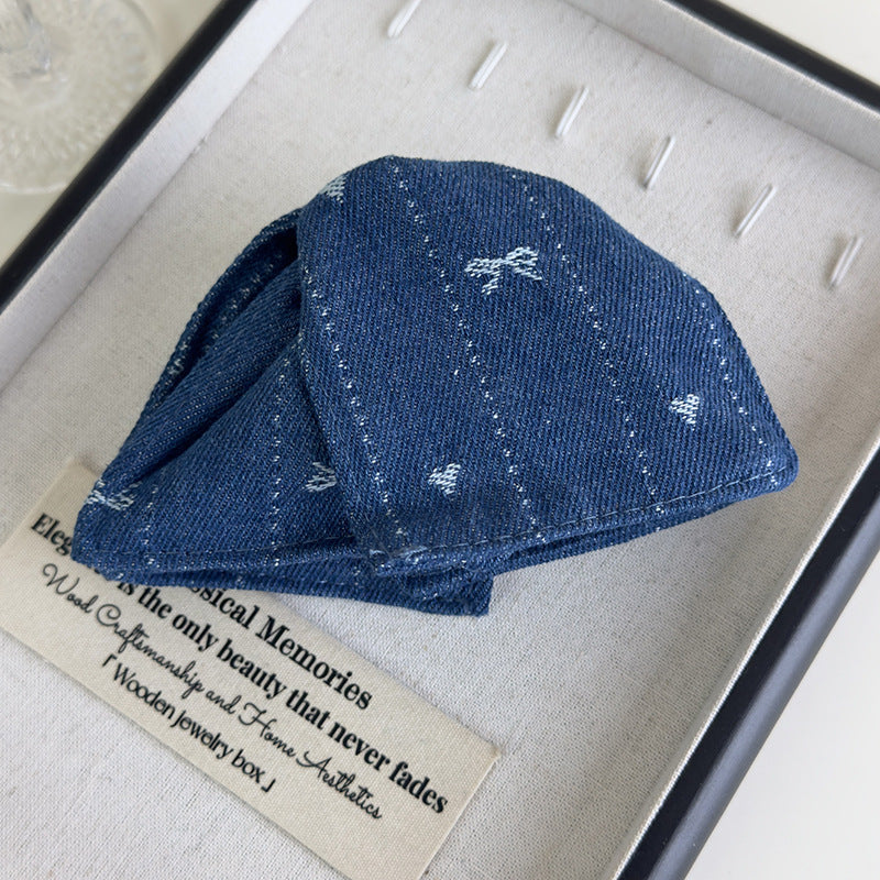 E廠-韓系牛仔蝴蝶結三角抓夾飽滿後腦勺盤髮夾夏日氛圍感髮量多鯊魚夾「27126」25.06-4