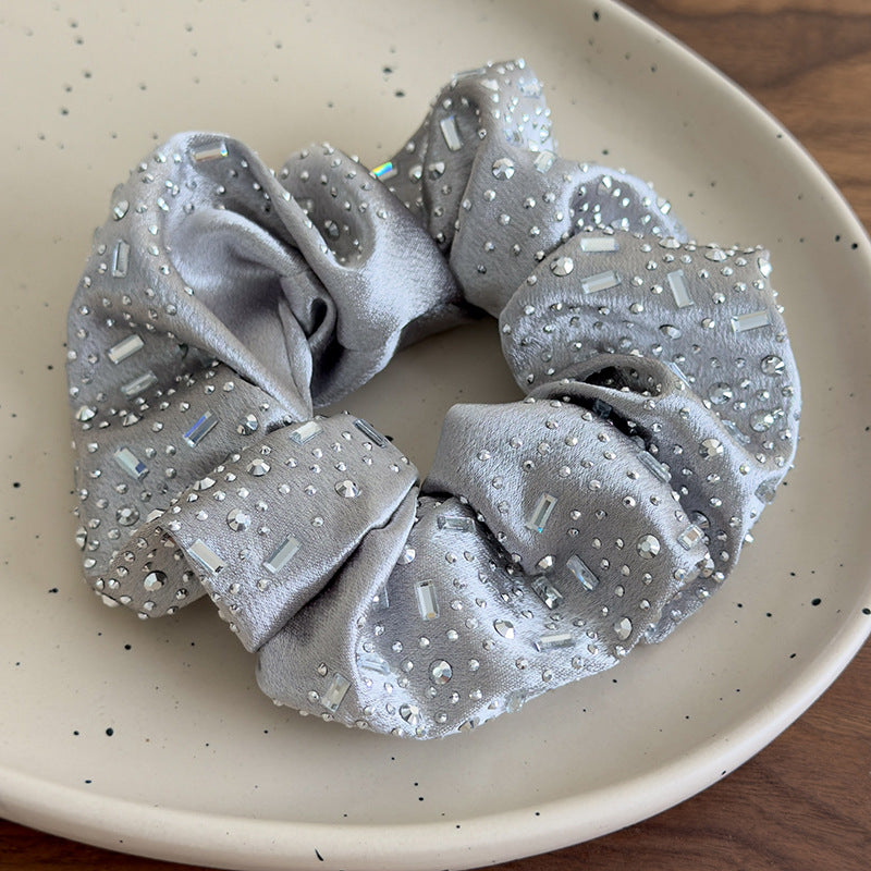 E廠-高級感水鑽大腸圈髮圈扎頭髮馬尾頭繩丸子頭皮筋寬邊水鑽髮箍髮飾「27061」25.06-2