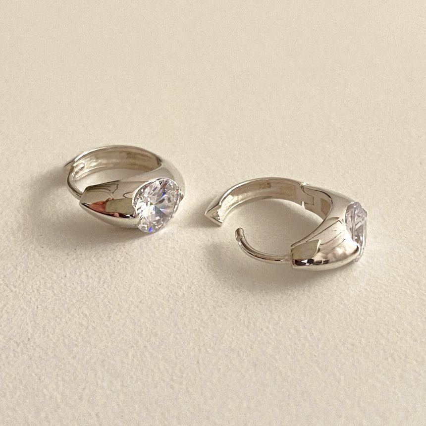 F廠-韓國韓版925純銀鋯石耳扣耳環簡約氣質百搭ins風耳飾「C1337」25.05-1
