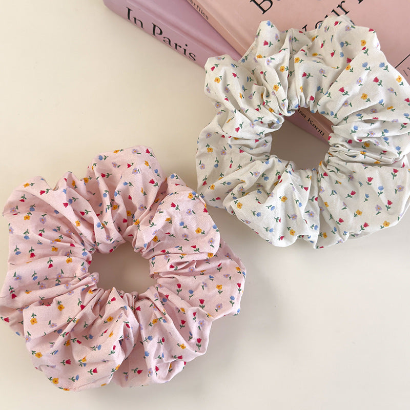 E廠-森系小碎花髮圈百搭布藝大腸圈頭繩少女半扎馬尾髮繩丸子頭髮飾品「26943」25.05-3