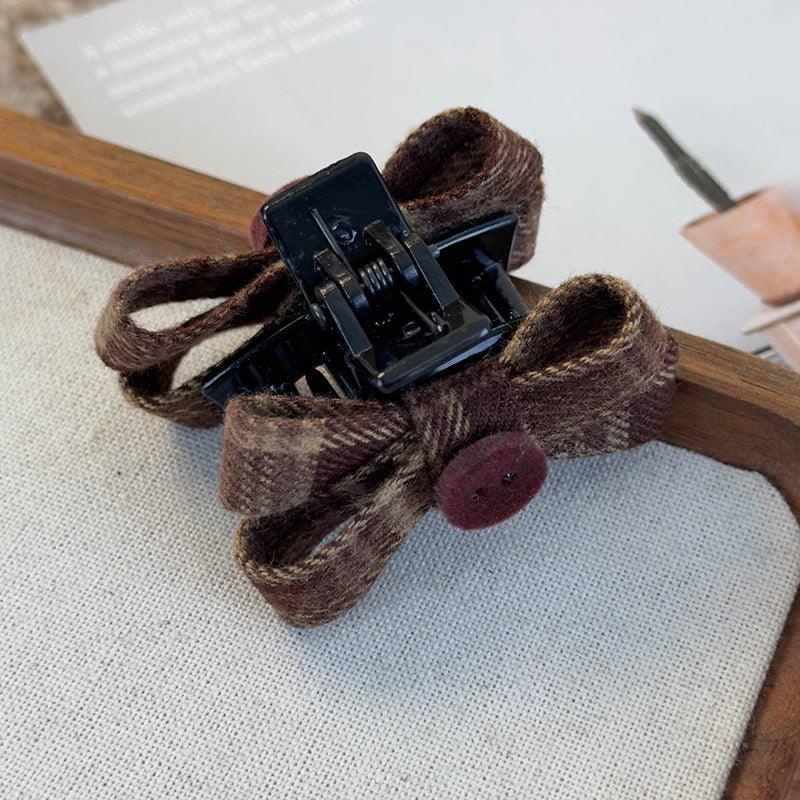 E廠-韓版新款復古鏽紅英倫風蝴蝶結飄帶髮夾雙馬尾髮圈少女髮繩髮飾品「26282」24.11-4