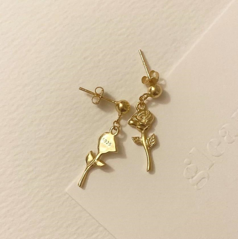 F廠-韓國韓版 925純銀玫瑰花耳釘耳環女日韓國簡約氣質耳飾「C500」25.06-3