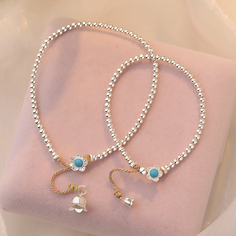 D廠-S925純銀淡雅藍色花鈴蘭花手鍊腳鍊套裝氣質文藝溫柔飾品「YC5512SL」25.05-1