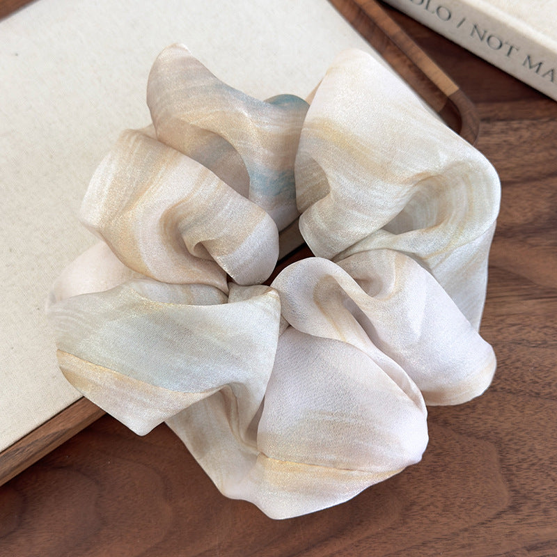 E廠-超仙扎染雪紡大腸髮圈女高級感2025新大號頭繩扎頭髮皮筋髮繩頭飾「26952」25.05-4