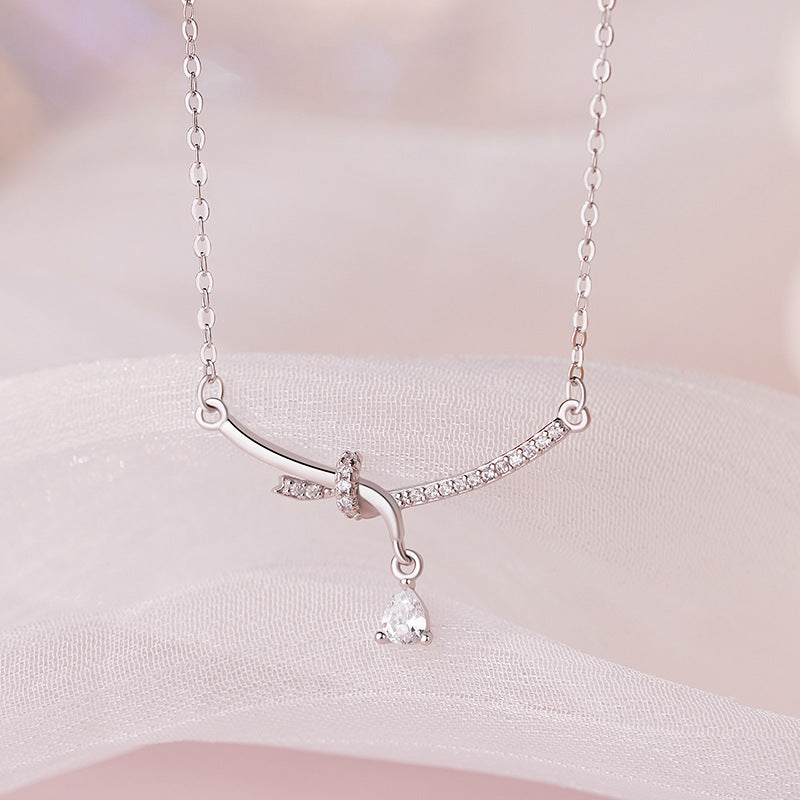 D廠-原創S999足銀流光緞語幾何繩結鋯石項鍊優雅時髦輕奢頸鍊「YC2498N_1」25.09-4