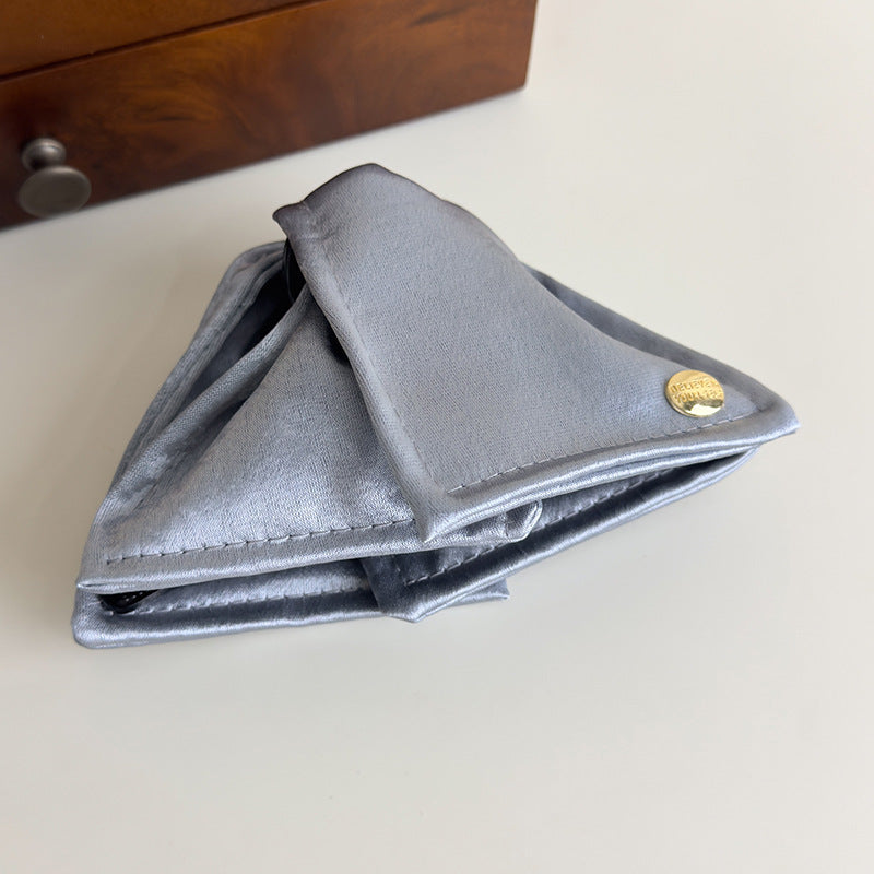 E廠-緞面貝殼三角抓夾純色布藝鯊魚夾高級感通勤盤髮夾子氣質髮飾髮抓「27064」25.06-2