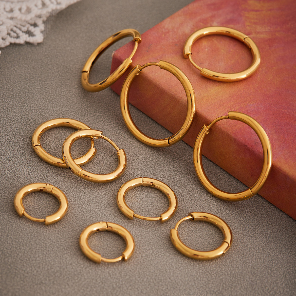 B廠-ins小眾設計感不鏽鋼幾何素圈耳環百搭時尚耳飾鍍18k金批發「F596」25.08-5