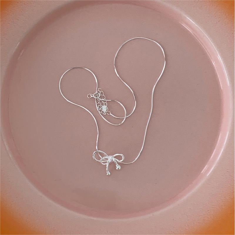 F廠-韓國韓版925純銀蝴蝶結項鍊簡約網紅小紅書氣質甜美項鍊「B1178」25.05-5