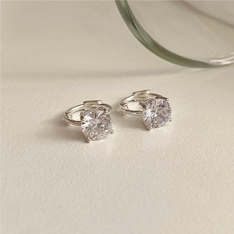 F廠-韓國韓版925純銀四爪耳釘女鋯石簡約時尚ins風耳釘耳環「C1114」25.05-5