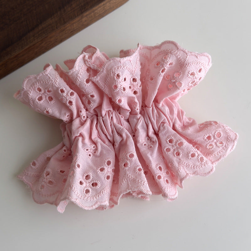 E廠-趙露思同款白色紅色蕾絲大腸髮圈女韓系高級感頭繩頭花髮飾頭飾「27091」25.06-3