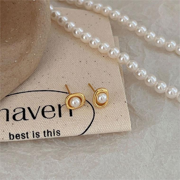 F廠-韓國韓版925純銀珍珠耳釘簡約冷淡風氣質ins小紅書耳飾「C1232」25.09-2