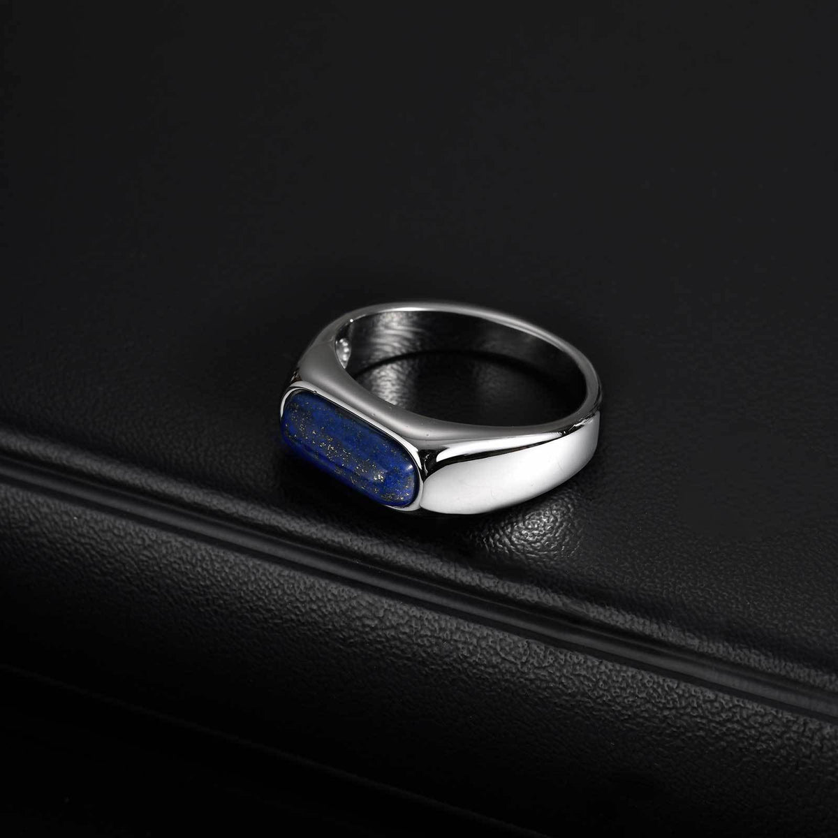 G廠-鈦鋼飾品 歐美時尚男士指環不鏽鋼全光橢圓蛋面青金石戒指「RC-786」25.07-3