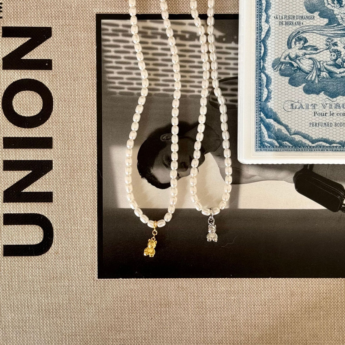 F廠-韓國韓版925純銀小熊珍珠項鍊項鍊簡約氣質ins網紅小紅書「B896」25.08-4