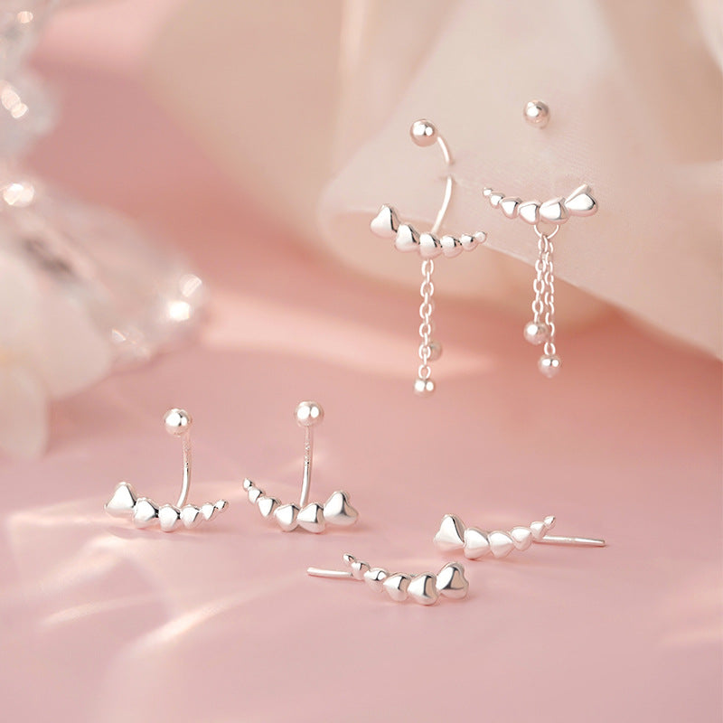 D廠-S999足銀愛心U型流蘇螺絲耳環甜美韓風氣質可愛小眾耳飾「YC7510E_1」25.07-4