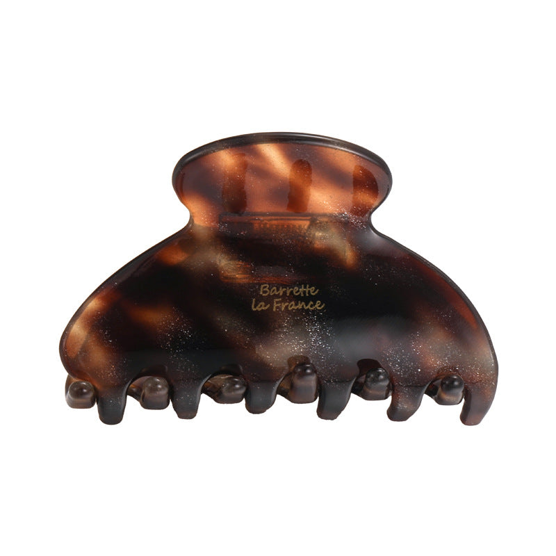 E廠-韓國ins老錢風焦糖細閃豹紋醋酸抓夾法式復古高級感鯊魚夾子頭飾「27179」25.07-1