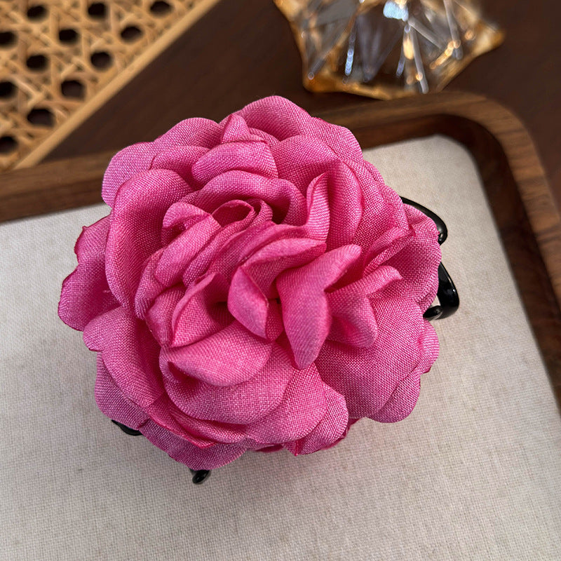 E廠-2025年新款紅色花朵抓夾頭飾乾枯玫瑰花髮夾頭花髮飾大號紅花女「24871」25.06-3