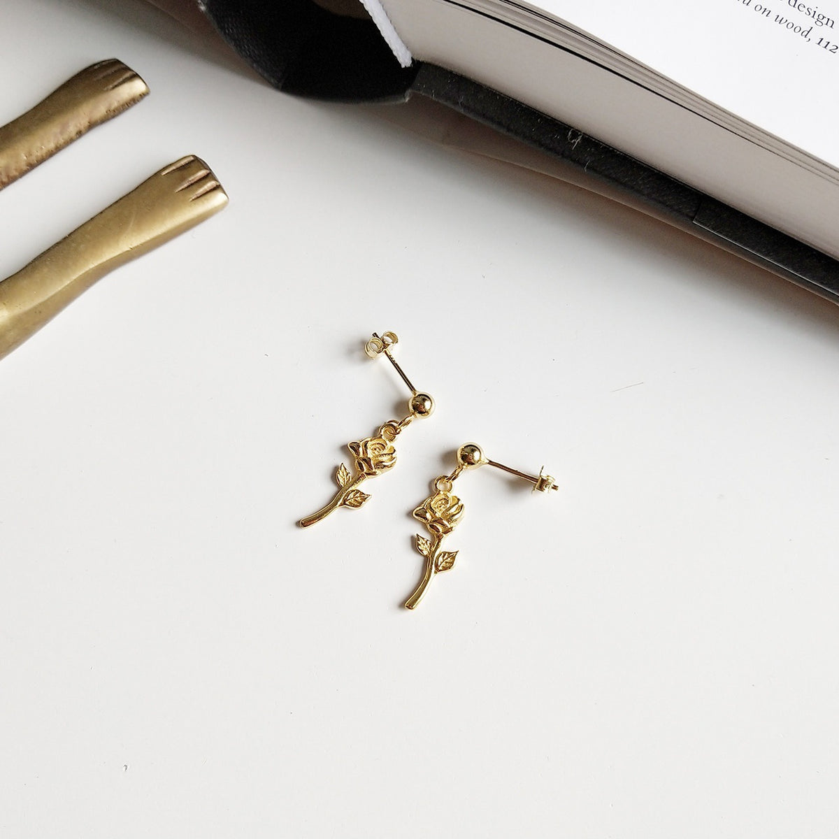 F廠-韓國韓版 925純銀玫瑰花耳釘耳環女日韓國簡約氣質耳飾「C500」25.06-3