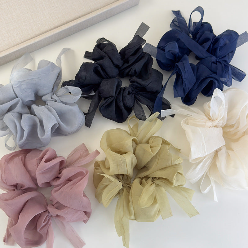 E廠-鬆弛感~泡芙紗質大腸髮圈蝴蝶結高彈扎馬尾髮飾2025新款頭飾韓國「26818」 25.04-3