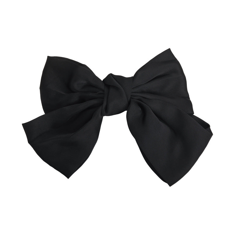 E廠-米白色優雅蝴蝶結髮飾在逃公主高級感髮夾緞面氣質彈簧夾頭飾頂夾「27080」25.06-3