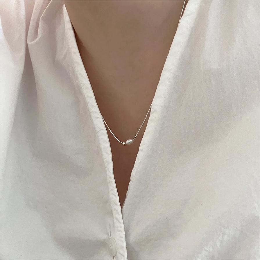 F廠-韓國韓版925純銀珍珠銀珠項鍊簡約時尚百搭ins網紅項鍊「B1138」25.09-2