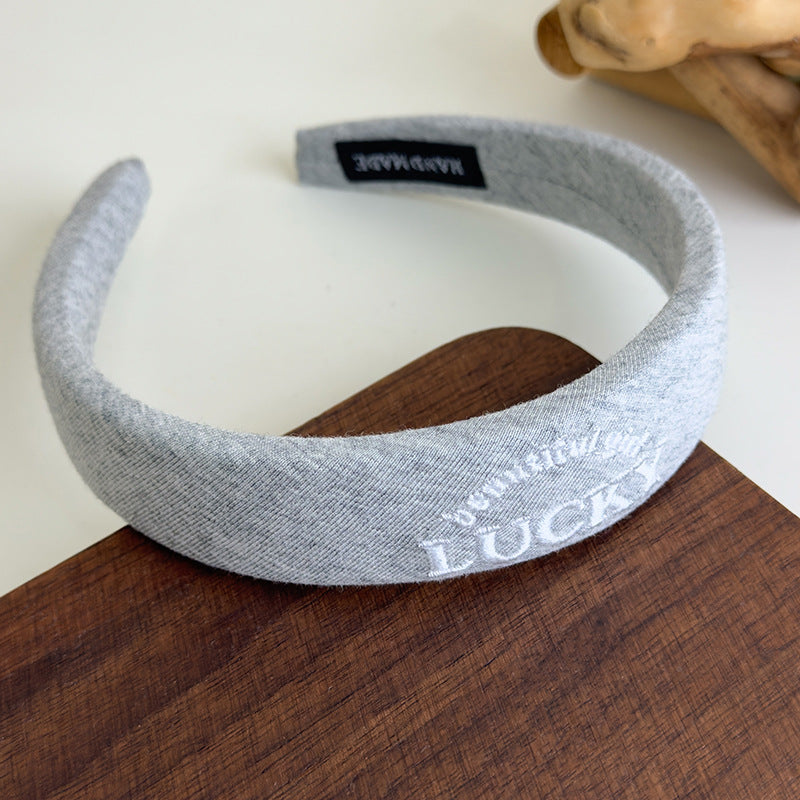 E廠-韓國網紅同款髮箍女布藝高顱頂刺繡字母髮箍髮卡百搭簡約頭箍髮飾「27082」25.06-3