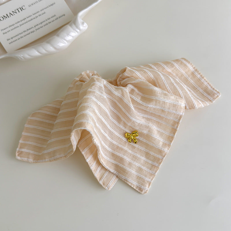 E廠-韓系清新藍色條紋方巾大腸髮圈女方形扎頭髮皮筋側低馬尾髮繩頭繩「27125」25.06-4