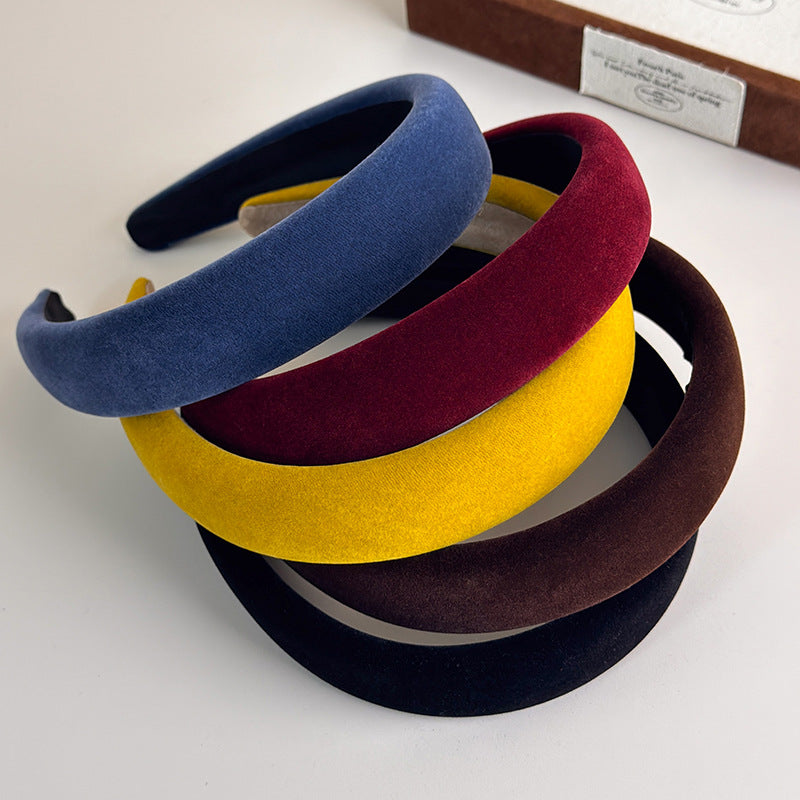 E廠-高顱頂復古甜美絲絨髮箍女髮卡韓版2025新款網紅壓髮寬邊頭箍頭飾「27389」25.08-5