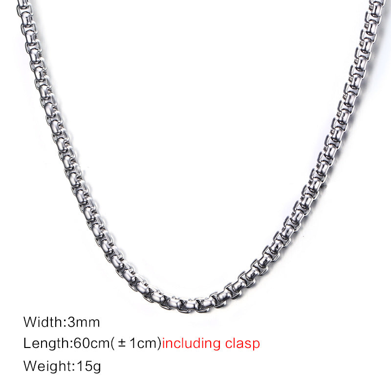 G廠-鈦鋼珍珠鏈配鏈面寬2MM/3MM/4MM/5MM/6MM/7MM吊墜鋼色項鍊「NC-100」25.08-3