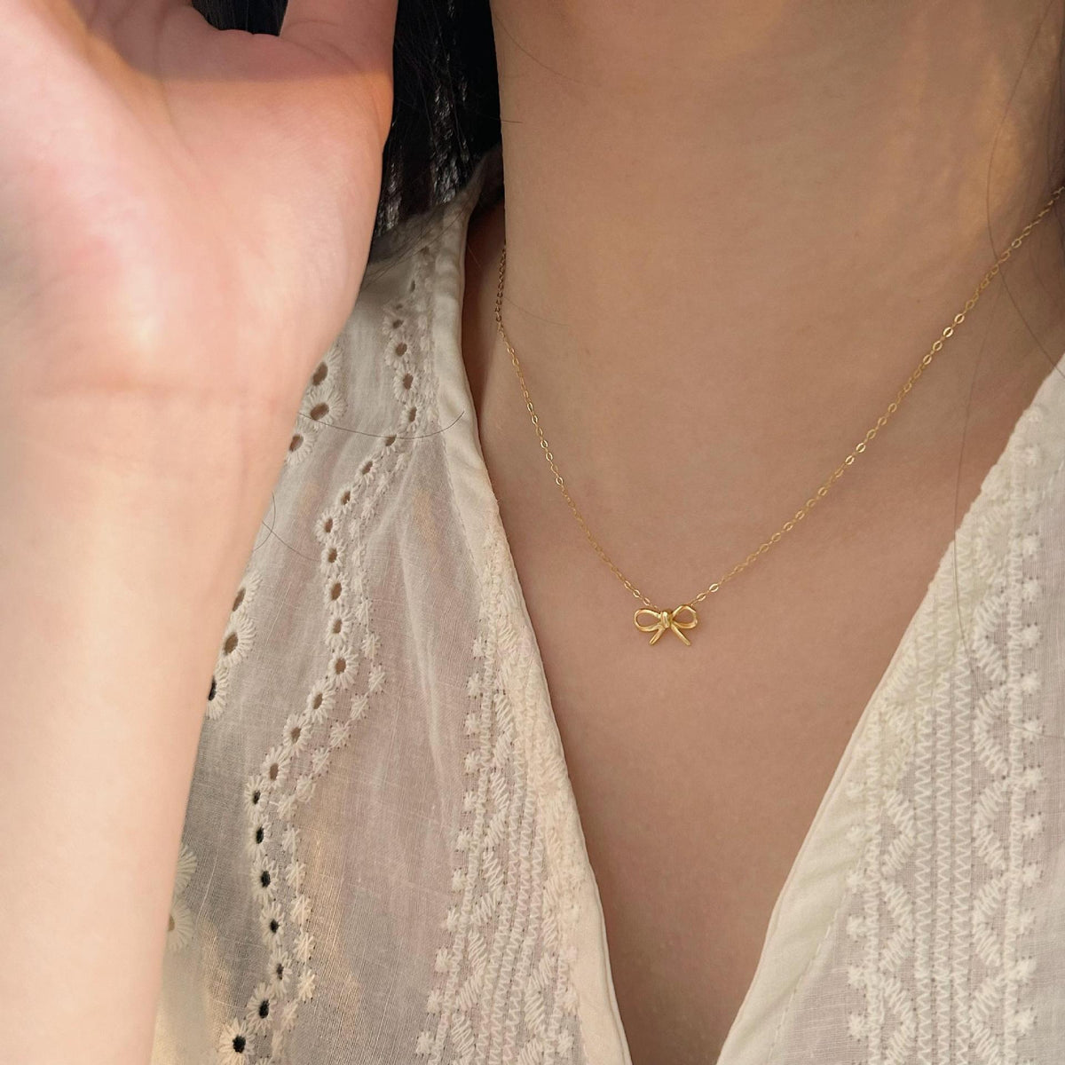 F廠-韓國韓版925純銀蝴蝶結項鍊簡約氣質ins網紅小紅書項鍊「B1315」25.08-1