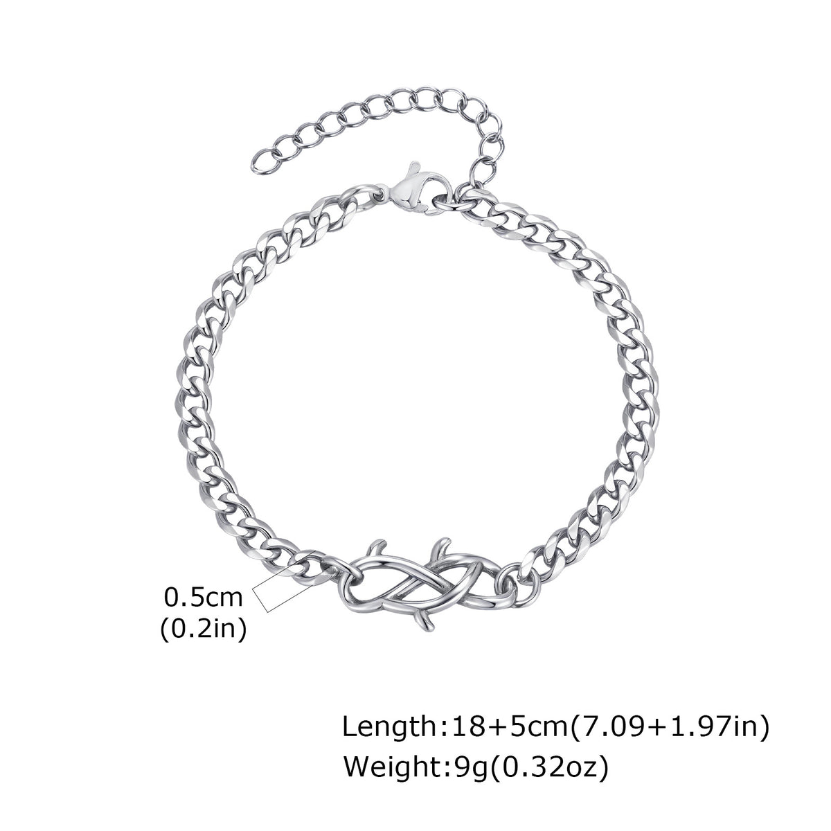 G廠-鈦鋼飾品 跨境歐美男士時尚簡約手飾不鏽鋼荊棘磨鏈手鍊「BR-2570」25.07-3