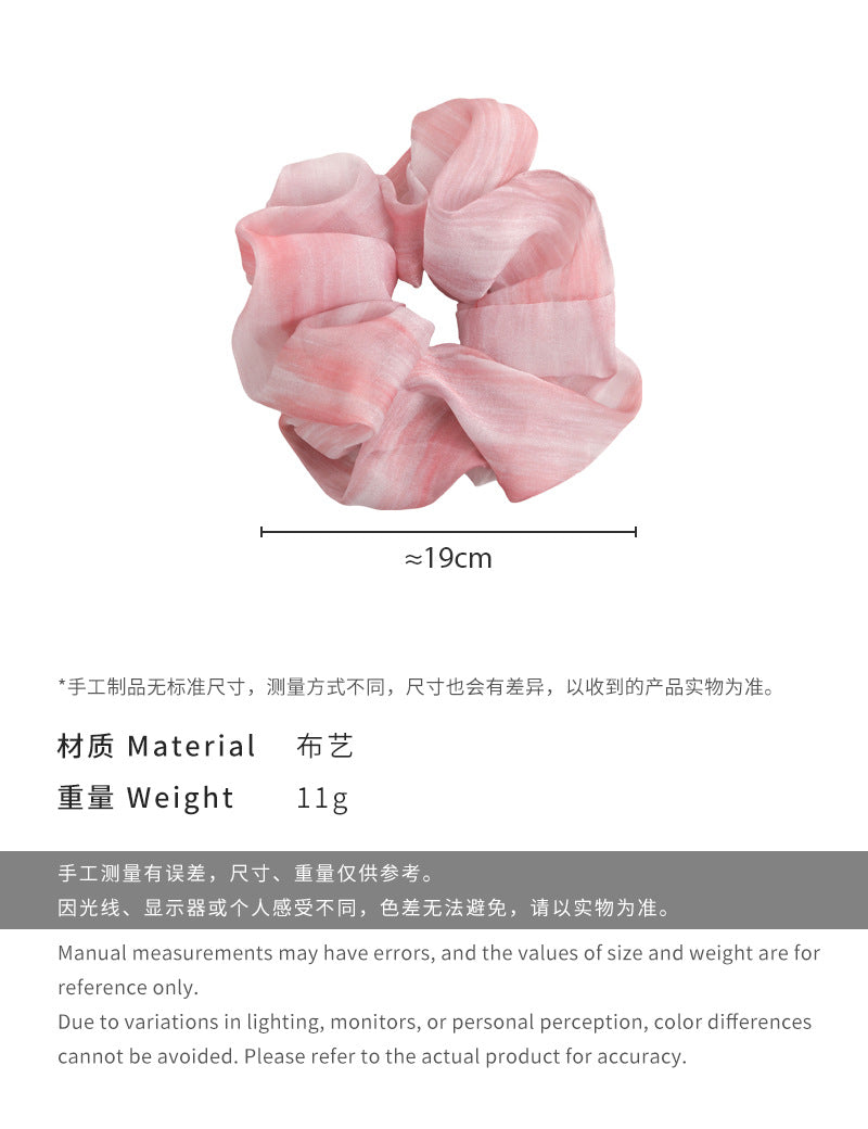 E廠-超仙扎染雪紡大腸髮圈女高級感2025新大號頭繩扎頭髮皮筋髮繩頭飾「26952」25.05-4