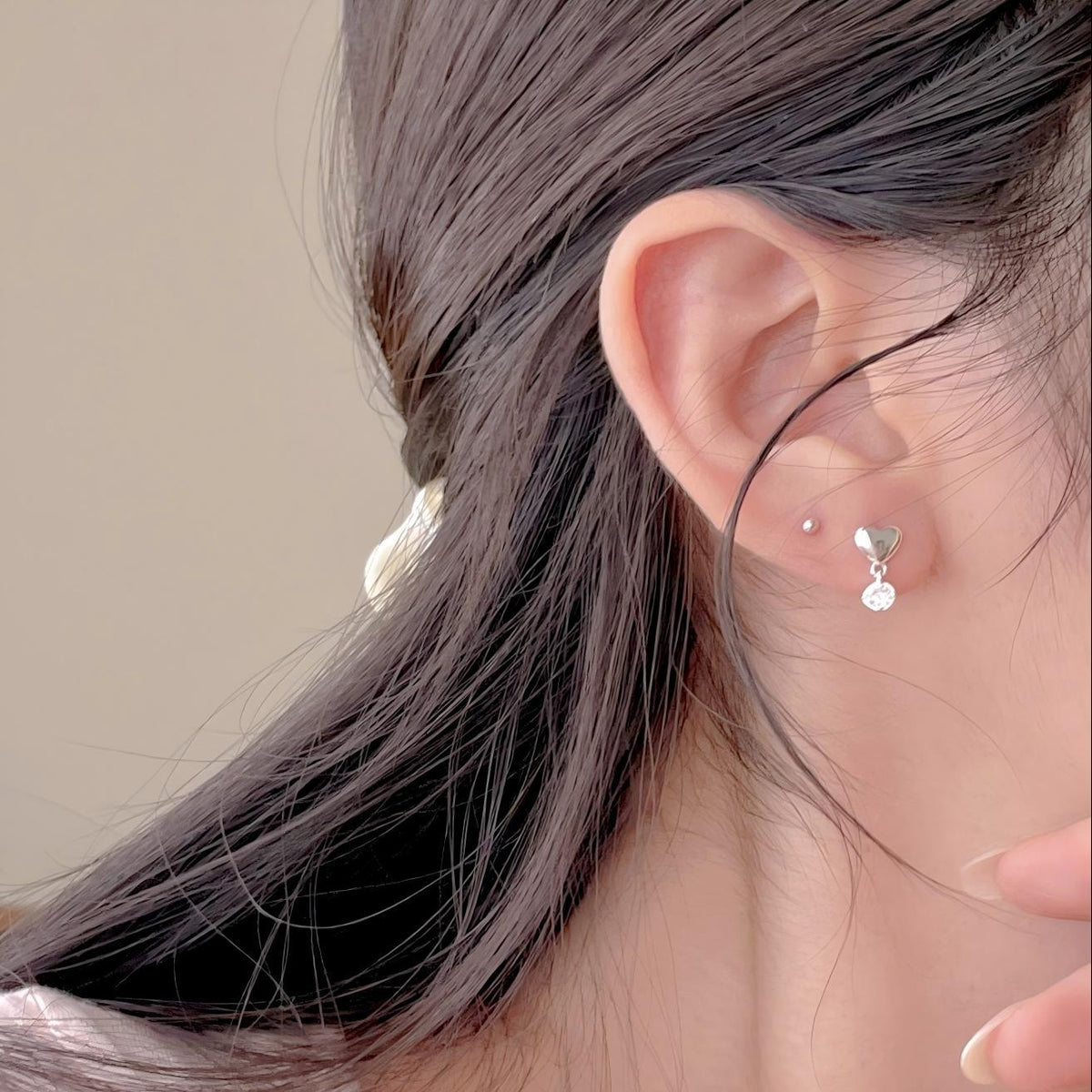F廠-韓國韓版925純銀愛心鋯石耳釘耳環簡約氣質百搭ins風耳飾「C1421」25.08-3