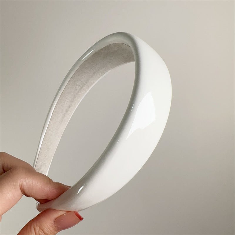 E廠-夏季多巴胺糖果色漆皮亮面皮海綿髮箍PU皮高顱頂純色頭箍髮卡髮飾「27077」25.06-3