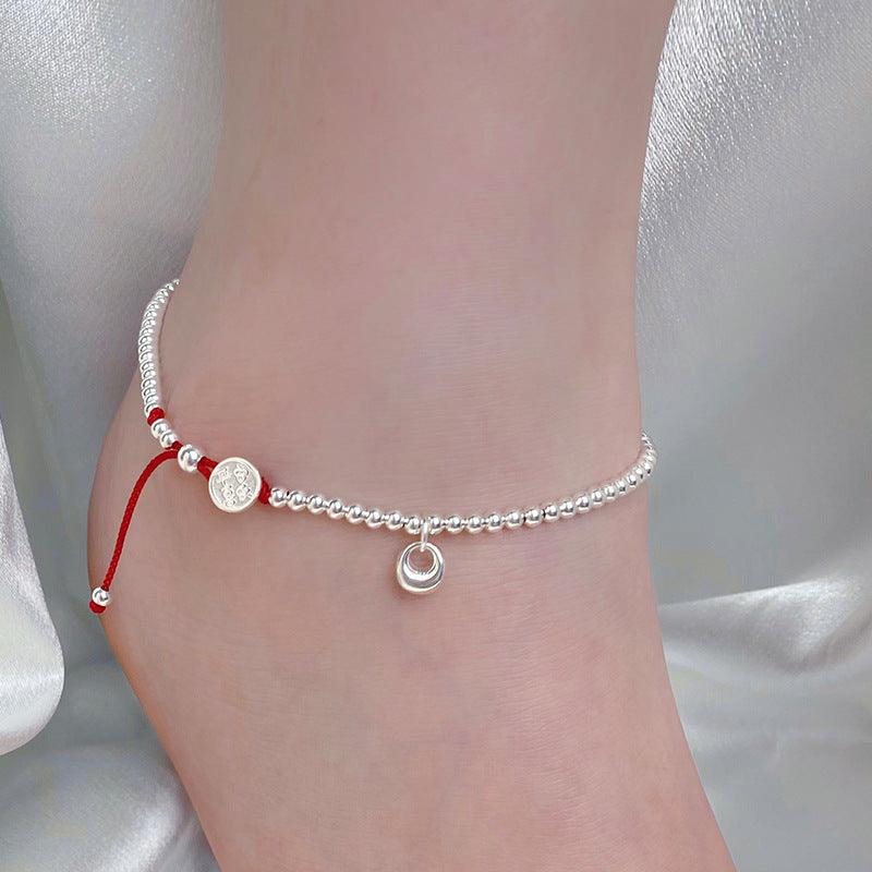 D廠-S925純銀小眾設計銀坨腳鍊女新中式國風百搭簡約款腳鍊「YC5465SL」24.08-4