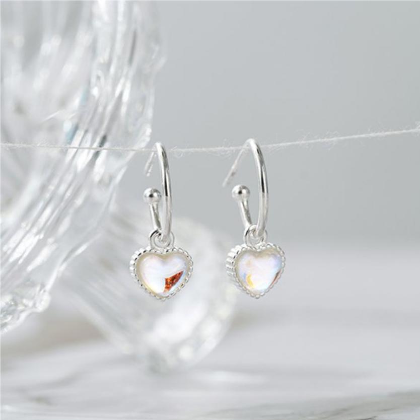 F廠-韓國韓版925純銀愛心AB彩鑽耳環飾品銀飾個性極簡耳圈耳釘「C1059」25.09-4