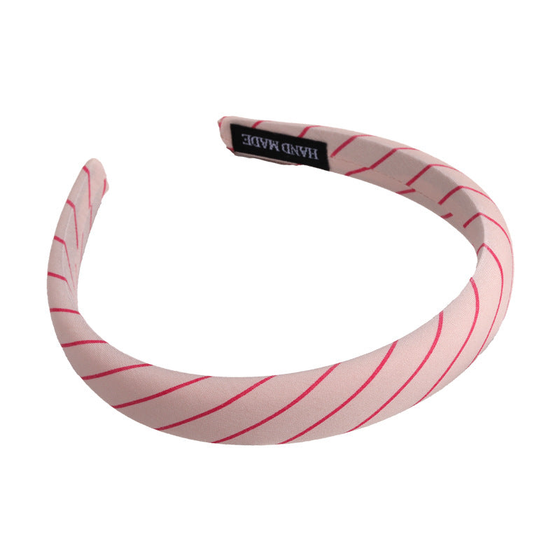 E廠-芭蕾粉~甜美紅色波點斜條紋海綿寬髮箍高級感頭箍氣質高顱頂髮卡「26884」25.05-1