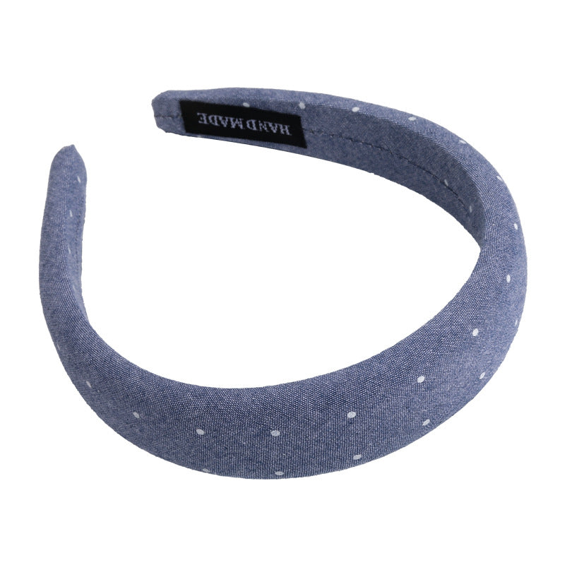 E廠-滿鑽牛仔布藝高顱頂髮箍女2025新款寬邊夏日頭箍髮卡外出百搭頭飾「26880」25.05-1