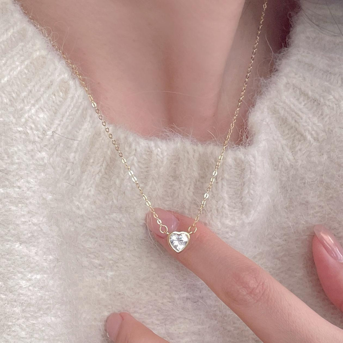 F廠-韓國韓版925純銀愛心鋯石項鍊簡約氣質ins百搭小紅書項鍊「B1357」25.05-1