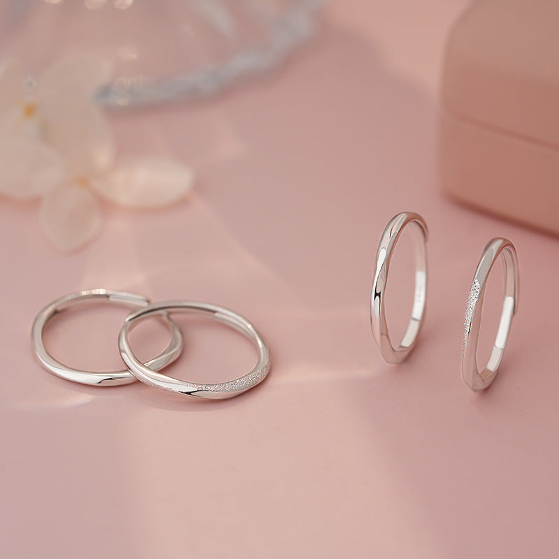 D廠-S999足銀S925純銀光面釘砂戒指簡約幾何高級小眾情侶對戒「YC4443R_1」25.04-4