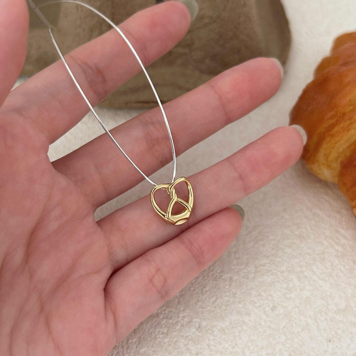 F廠-韓國韓版925純銀愛心蛇骨項鍊簡約氣質ins網紅小紅書項鍊「B1300」25.07-4