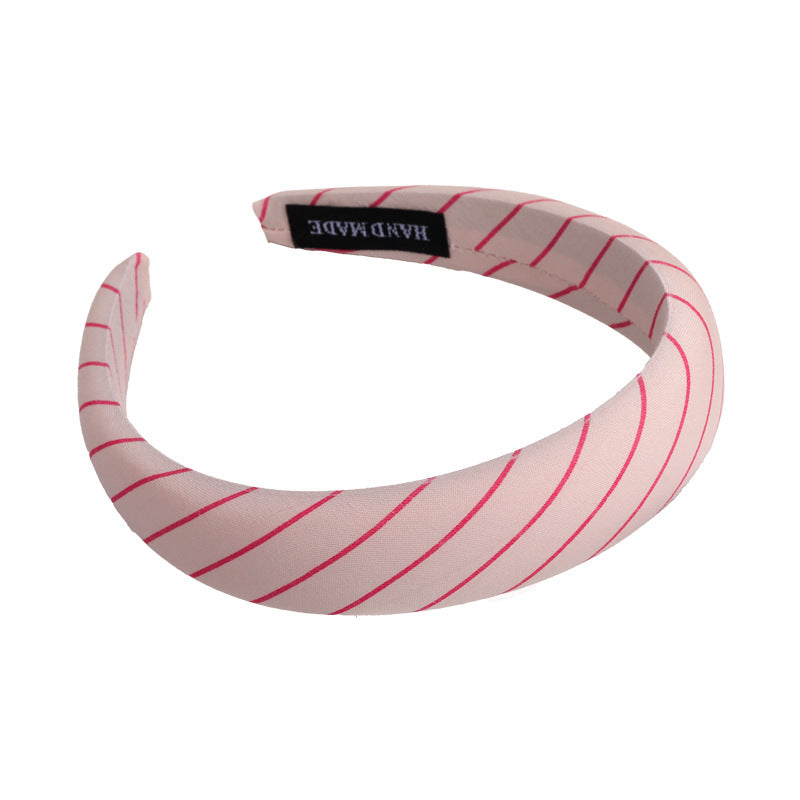 E廠-芭蕾粉~甜美紅色波點斜條紋海綿寬髮箍高級感頭箍氣質高顱頂髮卡「26884」25.05-1